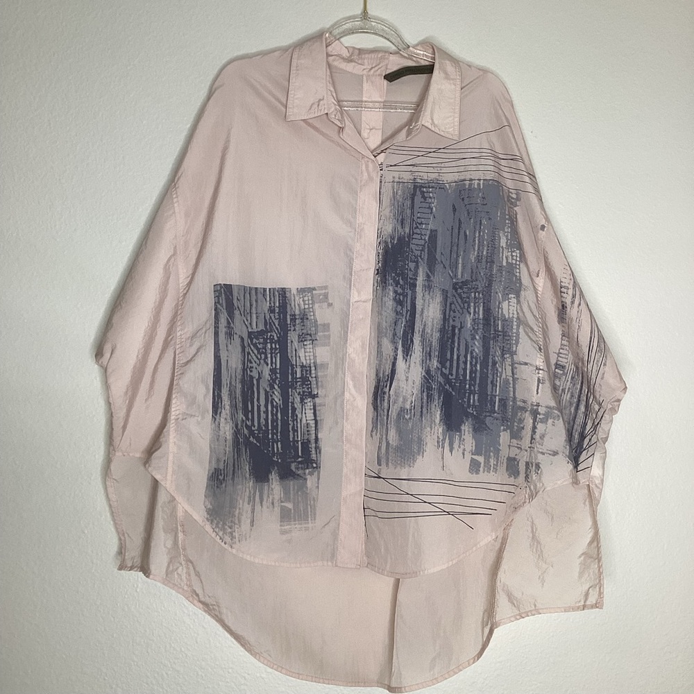 Demoo Avant Garde Blouse Pink Grey Oversized Ripstop OS